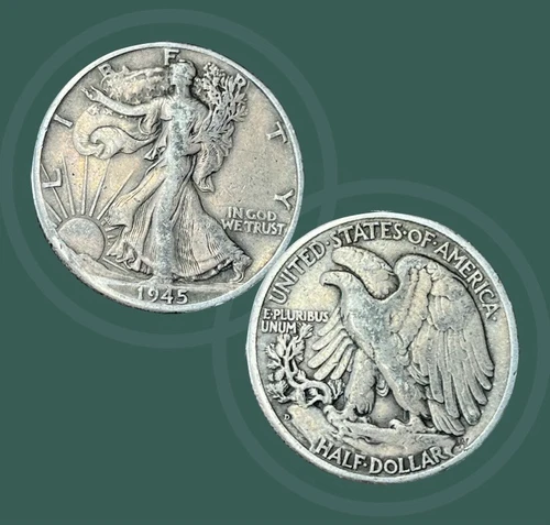 1945 D Walking Liberty Half Dollar - 90% Silver - Very Fine Condition