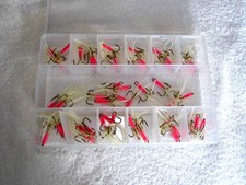 48 Fladen 3/0 Treble Hooks in Tackle Box with Adjustable Sections 27 x 18 x 4cm