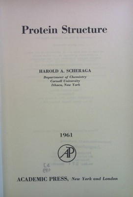 Protein Structure. Molecular Biology, vol. 1 Scheraga, Harold A.: