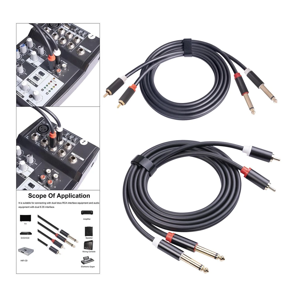 Câble audio double RCA 6,35 mm mâle-mâle, robuste et durable. - Photo 1/1