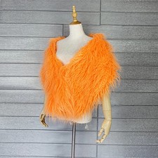 Women Faux Fur Bolero Winter Shaggy Bridal Shawl Wedding Cape Evening Party