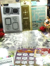 SIZZIX, SPELLBINDERS, BIG GRAB BAG, Thin Dies, Clear Stamps, Emboss w Freebies!!