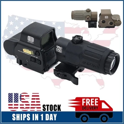 3MTACTICAL-OPTICS 558 Holographic Red/Green Dot Reflex Sight+G33 3X Magnifier w/Picatinny QD Mount