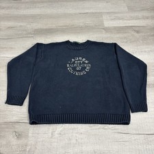 Vintage Lauren Ralph Lauren Solid Navy Blue Knit Pullover Sweater Womens Medium