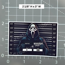 NEW Ghostface Scream Mugshot Horror Vinyl Sticker 36