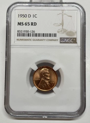 1950-D Lincoln Wheat Cent / Penny 1c NGC MS65 RD Red