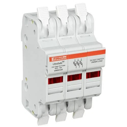 FERRAZ-SHAWMUT USGCC3, Ultrasafe Fuse Holder, Class CC Fuses (30A max), 3 Pole