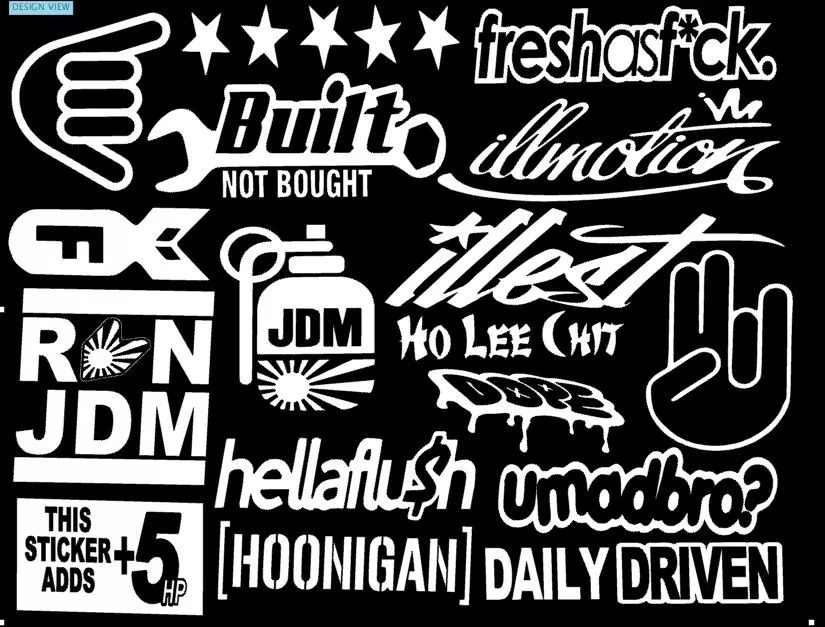 JDM Mega Sticker Pack Stance Low Vinyl Decals, 17 Stickers,You Choose Color