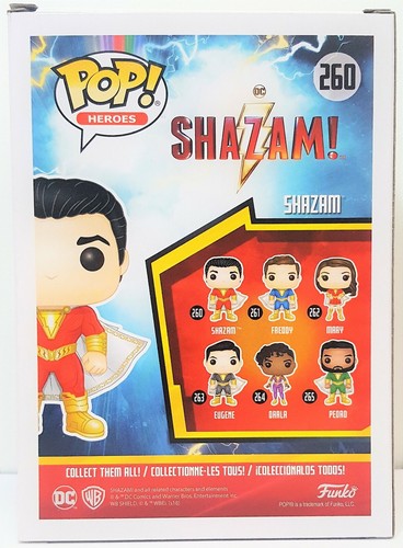 Funko Pop Shazam Glows in the Dark # 260 DC Comics Vinyl Figure Brand New - Picture 4 of 6