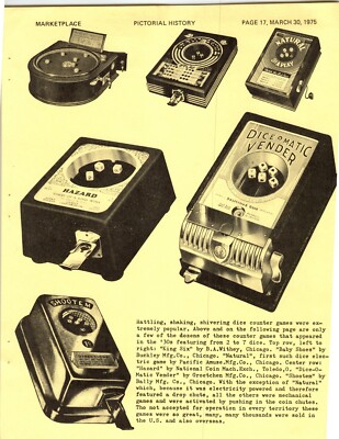 Dice-o-matic Shootem Hazard Dice Trade Stimulator Game Machine Magazine AD 1975