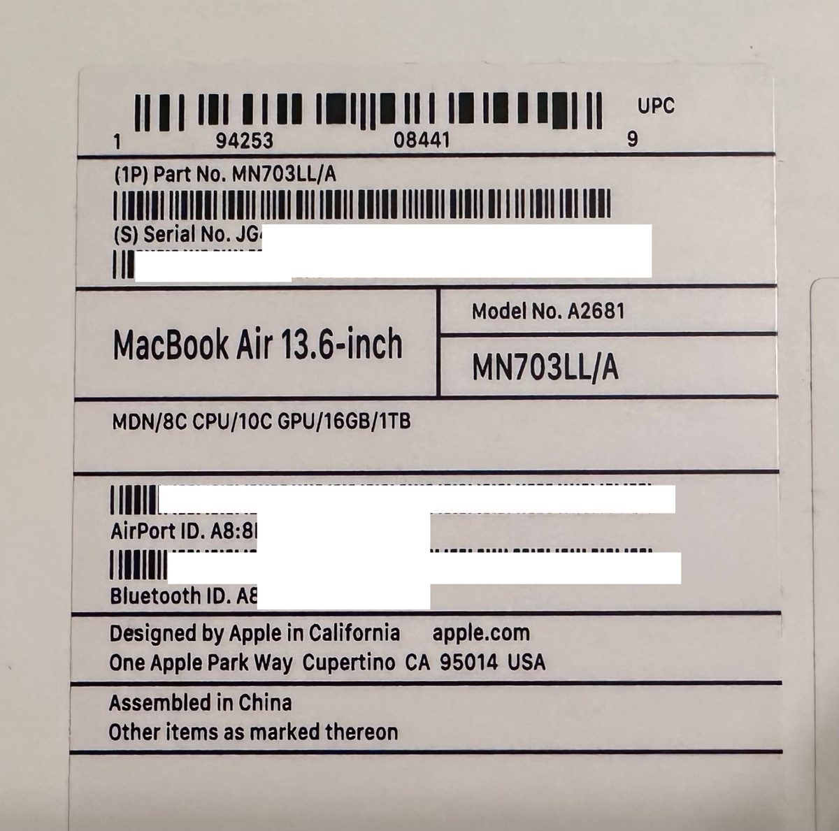 Empty Box Only: Apple MacBook Air M2 13.6 Empty Box Only: Apple MacBook Air M2 13.6