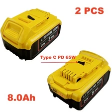 20V MAX 8.0Ah Battery with USB C Input/Output Port For 20V Dewalt Cordless Tools