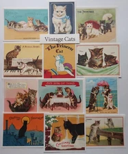 Cat Prints Victorian Reproductions 12 pc Set Asst Sizes 4.50" to 5.25"
