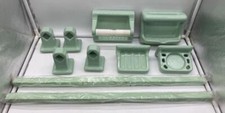 Vintage Sun Japón 10 piezas. Juego de accesorios de baño de porcelana verde espuma de mar jadeíta MCM