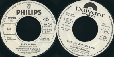 THE LOVE UNLIMITED ORCH / UMBERTO BALSAMO    BABY BLUES // O PRIMA, NOW O POI