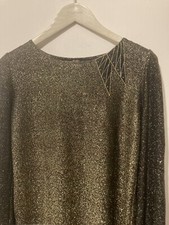 Vintage Y2K Minkie Longsleeve Gold/Black Retro Lurex Minidress One Size NWT