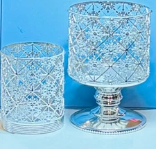 NEW GEO SNOWFLAKES Candle Holder Set Bath & Body Works FREE SHIP