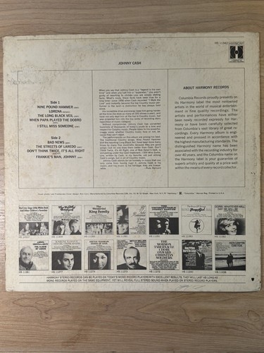 Johnny Cash - This Is Johnny Cash OG Vinyl LP, Harmony Records, HS 11342 EX/G+ - Picture 2 of 6