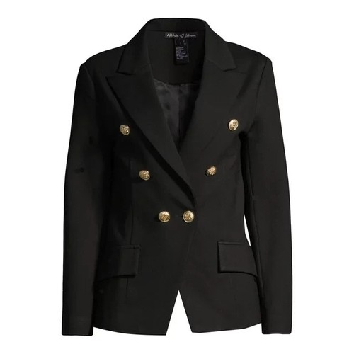 Attitude Unknown Double Breasted Blazer With Metallic Buttons Women's XS Black - Picture 2 of 6