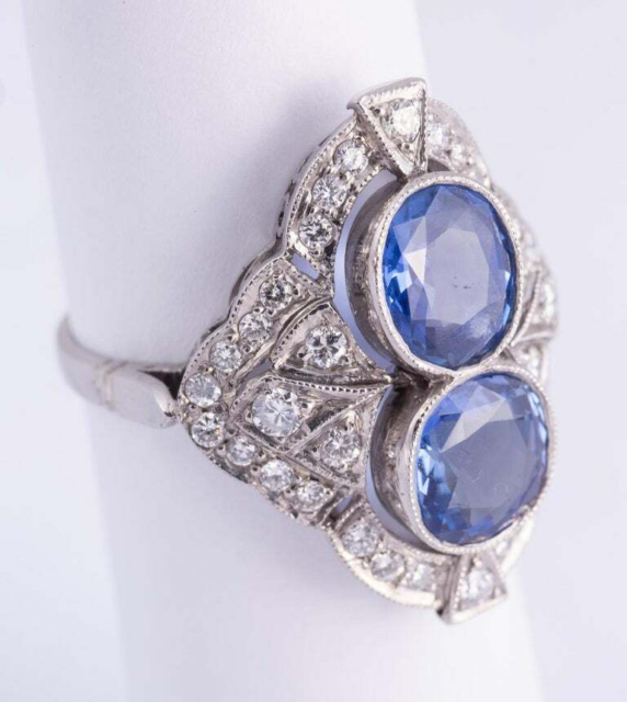 Edwardian 3Ct Round Cut Blue Tanzanite Womens Wedding Ring 14K White Gold Plated