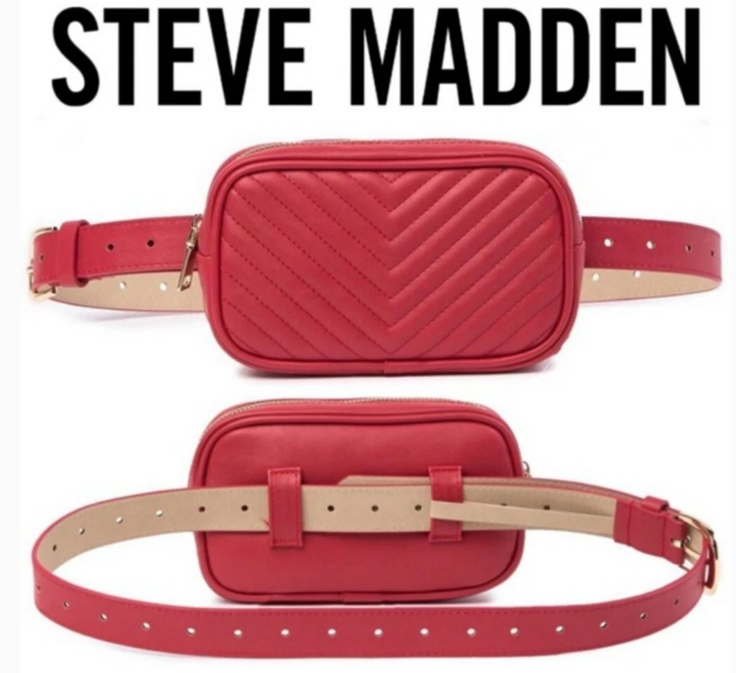 Steve Madden Waist Purse Fanny Pack Belt Bag Size MD u0026 SM Red Chevron  pattern | eBay