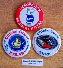 VINTAGE 1980-1990's Edwards AFB NASA 3 PIN BUTTONS Lot#108 STS-31 STS-49