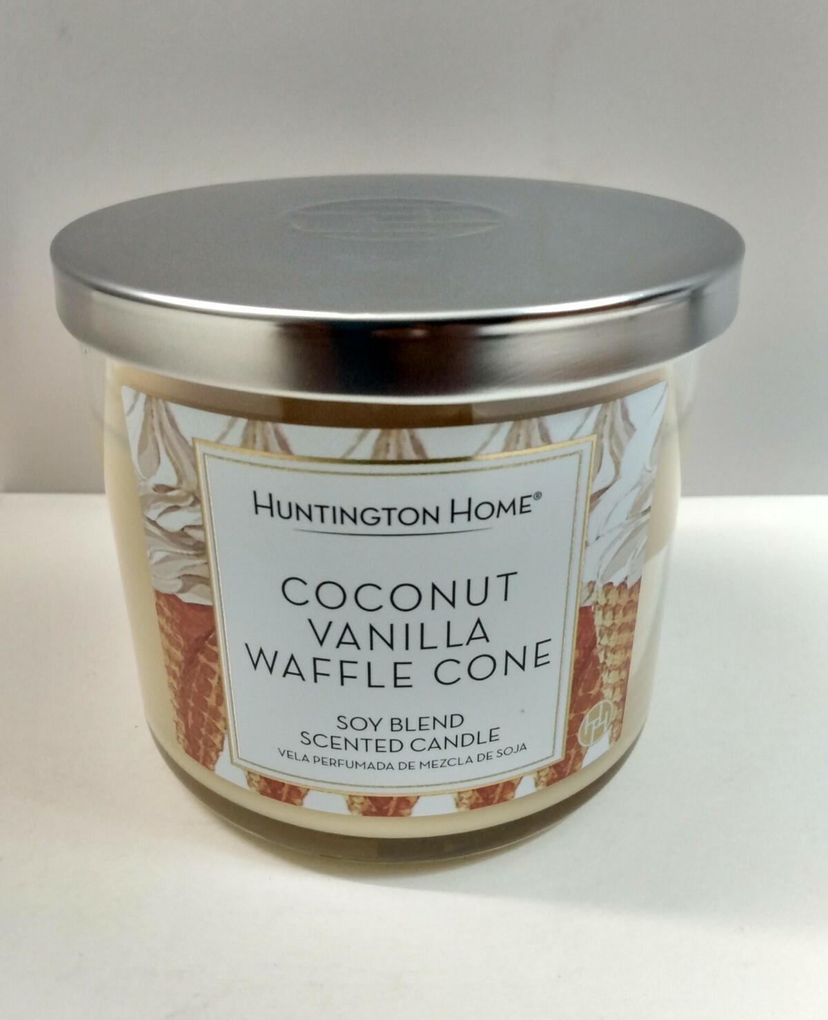 Huntington Home 3 Wick Candle 14 oz Coconut Vanilla Waffle Cone Scented NEW eBay