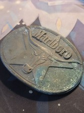 Vintage 1987 Marlboro Belt Buckle Longhorn Bull Star Solid Brass