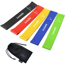 Letsfit JSD01-5P Resistance Loop Bands - Pack of 5 with Travel Bag