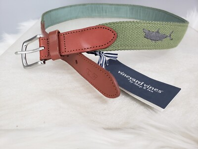 #ad NEW SIZE 30 Vineyard Vines Canvas Green Olive Shark Belt Nautical Beach Fisherma $34.00