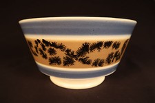 RARE LARGE 1800s BLACK SEAWEED TEA BOWL MOCHAWARE PEARLWARE STAFFORDSHIRE