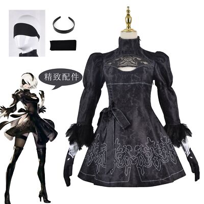 Cosplay NieR Automata 2B Kostüm Kleid Halloween Karneval Anzüge Full Set Outfits