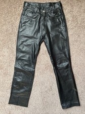 VINTAGE USA Black Leather Pants Size 28x29  Rubio Leather New York 70  s / 80  s