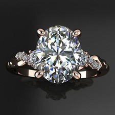 Stylish Style Engagement Ring 2.1ct Simulated Diamond Rose Gold Plated