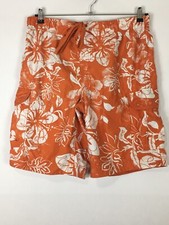 Arizona Orange White Board Shorts Men Swim Trunks Pockets Hawaiian Suit Sz M