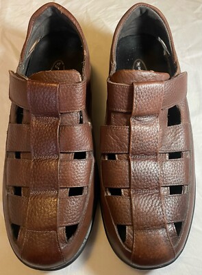 Aetrex Maxum Lite Breathable Strappy Brown Leather Mens Size  display picture 2