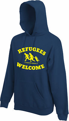 REFUGEES WELCOME Bring your families Kapuzenpullover, dunkelblau