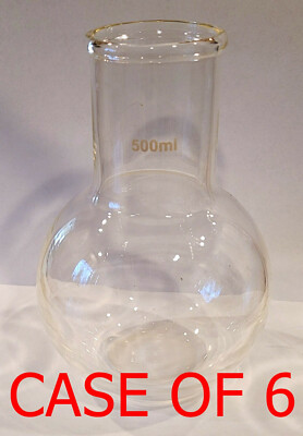 NEW CS OF 6 5YHF0 500ML BOILING FLASK FLAT BOTTOM  CHEMISTRY LAB