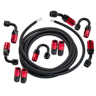 6AN Kraftstoffleitungssatz 16FT 3/8 Nylon Edelstahl geflochten Schlauchanschluss