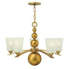 Image of 5 Bulb Chandelier Hanging Pendant LIght Vintage Brass LED E27 60W Bulb