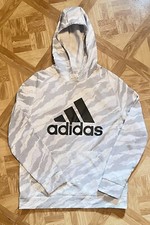 Adidas White Gray Camo Hoodie Sweatshirt  For Boys Size Extra Large 18/20