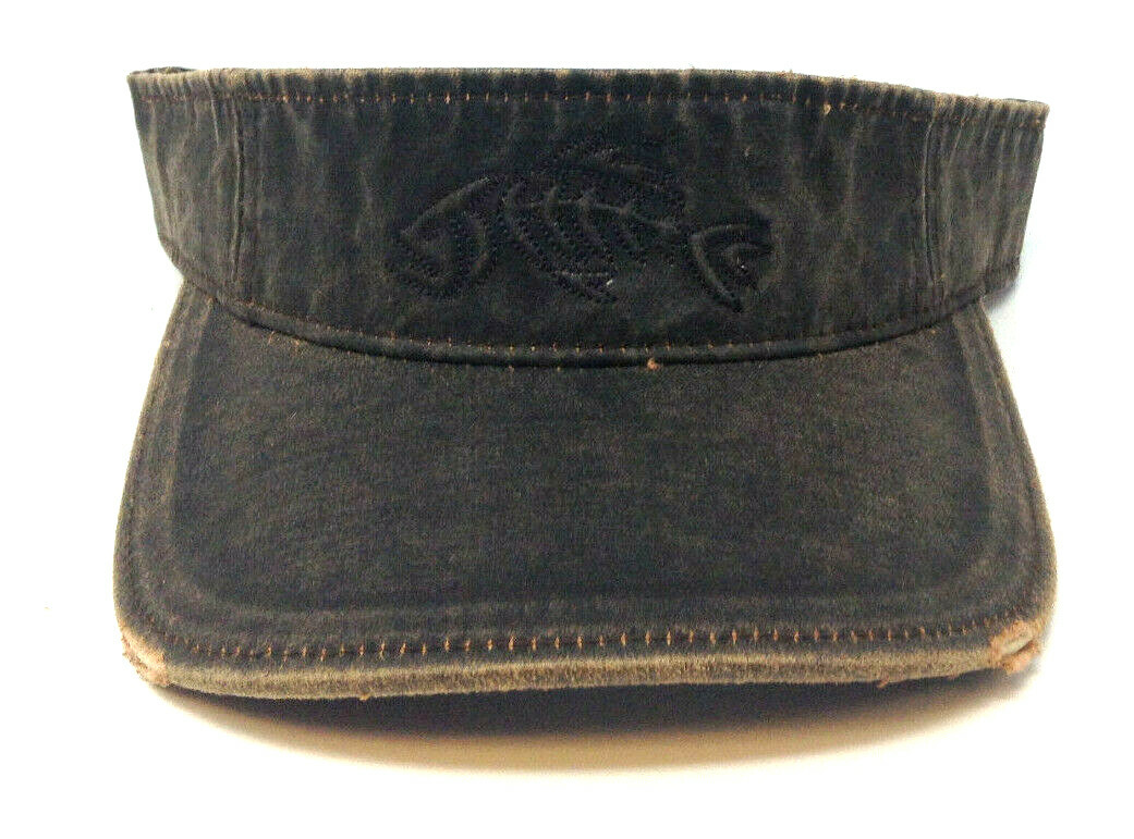 BROWN SUEDE BONEFISH FISHING ADJUSTABLE TORN RIPPED SUN VISOR HAT CAP