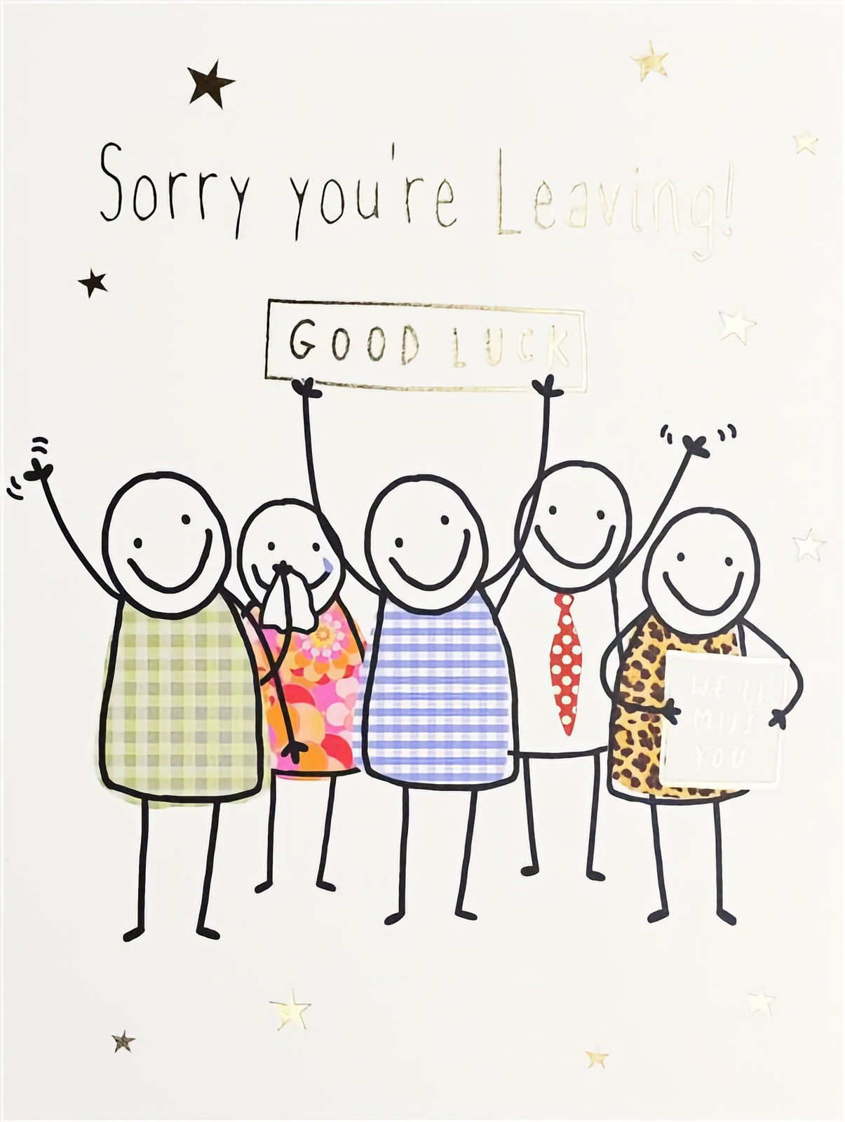 Sorry You're Leaving Card Good Luck New Job Male Female Happy As Larry Design