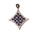18k White gold Natural pear Sapphire .96ct diamond gemstone pendant 8.8g slide — photo 2