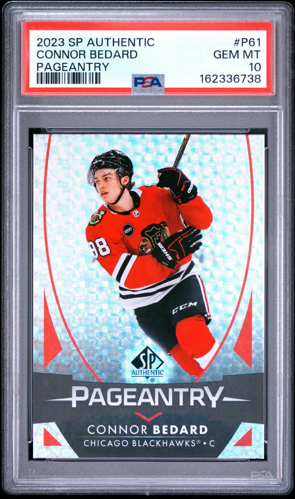 2023-24 Sp Authentic - Pageantry Connor Bedard #P-61 (RC) Graded PSA 10 GEM MT view 1