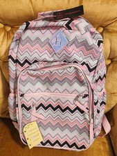 NOWY No Boundaries Różowy Zielony Zig Zag Stripe Plecak Laptop Chromebook Kieszeń