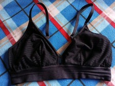 LIVELY Women's Stripe Mesh Bralette Jet Black Size 2