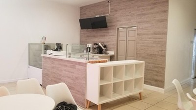 2 store Counters With Quartz tops and Cabinets