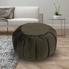 é Unstuffed Ottoman Pouf Cover, Eco-Friendly Fabric Pouf Ottoman Olive Green