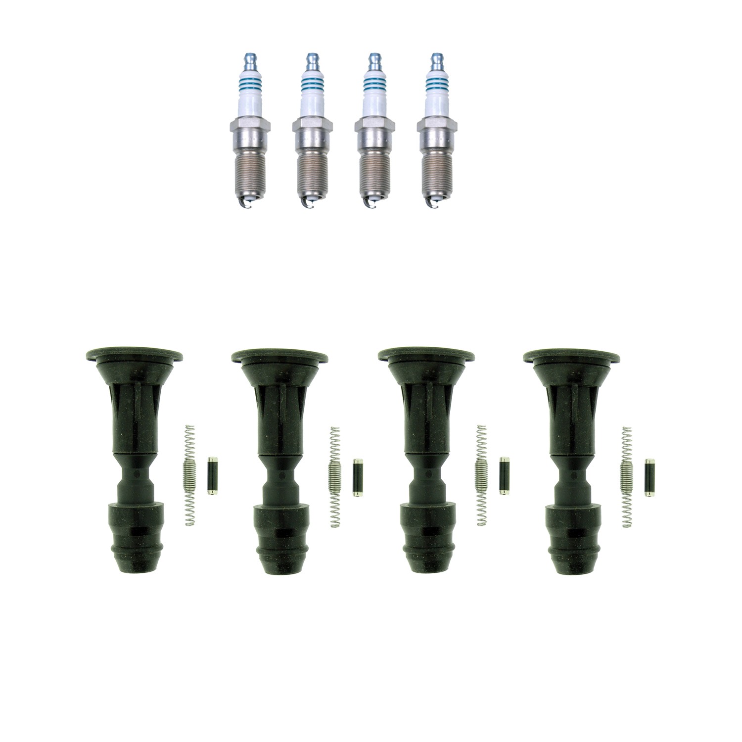 Denso 4 Iridium Spark Plug  NGK 4 Coil Boot Kit for Aura Cobalt 2.0 2.2 2.4 L4